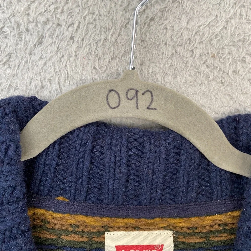 Levi's Sweater Mens Large Wool‎ Striped Shawl Collar Southwestern Orange